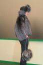 шуба,шапка,сумка из меха серебристо чёрной лисицы- комплект женской меховой одежды