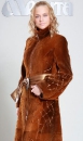 женская шуба из бобра luxury кирпичного цвета (модель с поясом и на молнии)