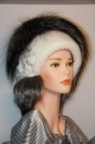 женская шапка из крашенной лисы и белой норки, головные уборы