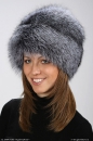  женский головной убор (шапка) из меха серебристо чёрной лисы