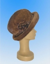 женская шляпа из норки с цветочком коричневая, шапки, головные уборы 