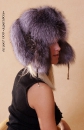 шапка ушанка из меха лисы тонированной серебристо чёрной, зимние головные уборы