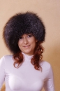 женская шапка из меха тонированной серебристо чёрной лисы, женские головные уборы