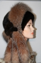 женская шапка из норки и лисы (модель с хвостиками), головные уборы