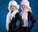 белая и розовая шапки из вязаного меха кролика с шарфами, женские головные уборы