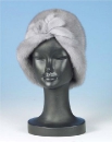 светло серая женская шляпа из норки с отделкой передней части в виде цветка, меховые шапки